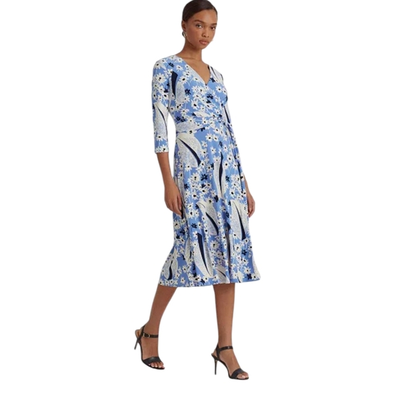 Ralph Lauren Dresses Ralph Lauren Floral Surplice Jersey Dress ...Size 14 - Picture 1 of 9